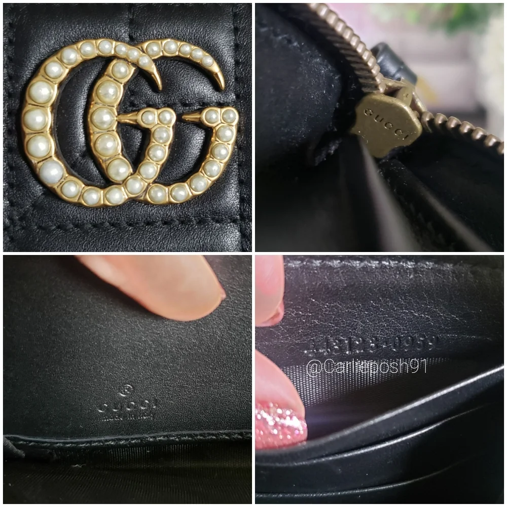 **SOLD** Authentic Pre-owned Gucci Marmont Pearl Logo Quilted Long Wallet - Picture 11 of 12